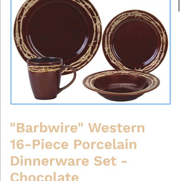 COPY - 16 piece porcelain dinnerware set barbwire - Picture 2 of 3